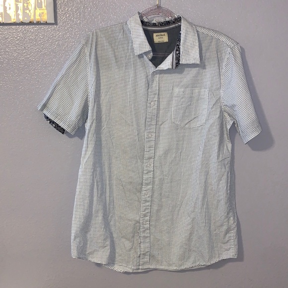 Method white patterned collared button Down shirt - Picture 1 of 7